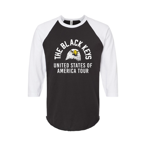 Eagle USA Design on Baseball Raglan - black & white