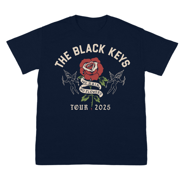 No Rain, No Flowers Navy 2025 Tour tee – The Black Keys UK Store